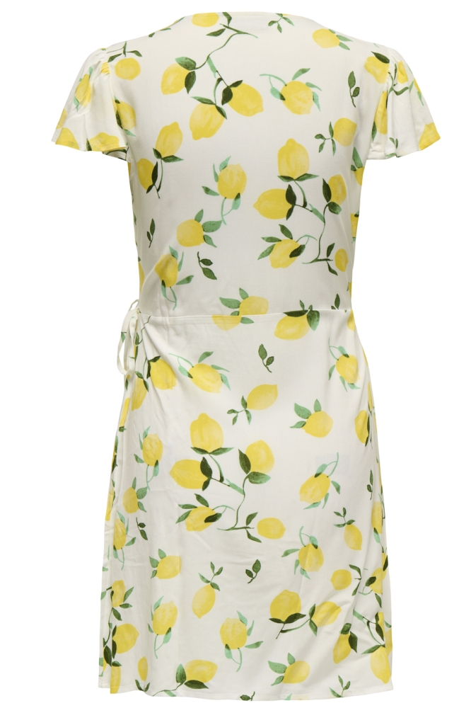 JDYSEZEN LIFE S/S WRAP DRESS WVN DI 15351572 CLOUD DANCER/LEMON